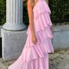 Pink Halter Ruffled Layered Maxi Dress Pink Halter Ruffled Layered Maxi Dress
