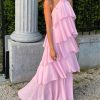 Pink Halter Ruffled Layered Maxi Dress Pink Halter Ruffled Layered Maxi Dress