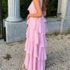 Pink Halter Ruffled Layered Maxi Dress Pink Halter Ruffled Layered Maxi Dress