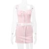 Pink Lace Bow Cami Top And Mini Skirt Set