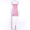 Pink Mesh Corset Draped Tube Mini Dress Pink Mesh Corset Draped Tube Mini Dress