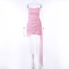 Pink Mesh Corset Draped Tube Mini Dress Pink Mesh Corset Draped Tube Mini Dress
