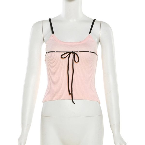 Pink Ribbed Lace Up Top Pink Ribbed Lace Up Top