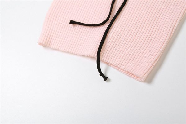 Pink Ribbed Lace Up Top Pink Ribbed Lace Up Top