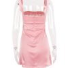 Pink Satin Square Neck Strap Mini Dress Pink Satin Square Neck Strap Mini Dress
