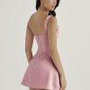 Pink Satin Square Neck Strap Mini Dress Pink Satin Square Neck Strap Mini Dress