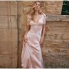 Pink Satin V-Neck Puff Sleeve Lace Patchwork Midi Dress Pink Satin V-Neck Puff Sleeve Lace Patchwork Midi Dress