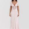 Pink Satin V-Neck Puff Sleeve Lace Patchwork Midi Dress Pink Satin V-Neck Puff Sleeve Lace Patchwork Midi Dress