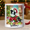 Playful Border Collie with Santa Hat Personalized Mug, Festive Canine Christmas Gift with Custom Name Playful Border Collie with Santa Hat Personalized Mug, Festive Canine Christmas Gift with Custom Name