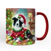 Playful Border Collie with Santa Hat Personalized Mug, Festive Canine Christmas Gift with Custom Name Playful Border Collie with Santa Hat Personalized Mug, Festive Canine Christmas Gift with Custom Name