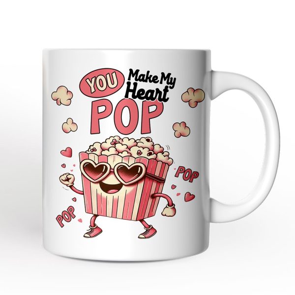 Popcorn Love Man Personalized Mug, You Make My Heart Pop Funny Romantic Gift With Custom Name Popcorn Love Man Personalized Mug, You Make My Heart Pop Funny Romantic Gift With Custom Name
