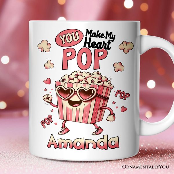 Popcorn Love Man Personalized Mug, You Make My Heart Pop Funny Romantic Gift With Custom Name Popcorn Love Man Personalized Mug, You Make My Heart Pop Funny Romantic Gift With Custom Name