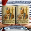 Pope Leo XIV First American Pope, Pope with American Flag - Personalized Custom Coffee Mug - FTH093_MG