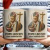 Pope Leo XIV First American Pope, Pope With American Flag And Cross - Personalized Custom Coffee Mug - FTH091_MG Pope Leo XIV First American Pope, Pope With American Flag And Cross - Personalized Custom Coffee Mug - FTH091_MG