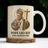 Pope Leo XIV First American Pope, Pope With American Flag And Cross - Personalized Custom Coffee Mug - FTH091_MG Pope Leo XIV First American Pope, Pope With American Flag And Cross - Personalized Custom Coffee Mug - FTH091_MG