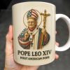 Pope Leo XIV First American Pope, Pope With American Flag And Cross - Personalized Custom Coffee Mug - FTH091_MG Pope Leo XIV First American Pope, Pope With American Flag And Cross - Personalized Custom Coffee Mug - FTH091_MG
