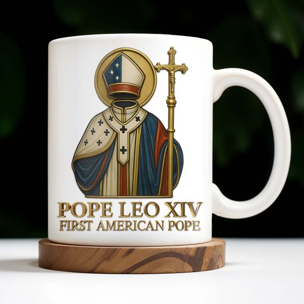 Pope Leo XIV First American Pope, Religious Attire and Cross - Personalized Custom Coffee Mug - FTH095_MG