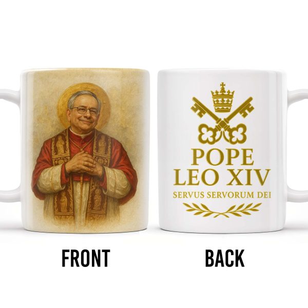 Pope Leo XIV, Servus Servorum Dei, Portrait and Religious Emblem - Personalized Custom Coffee Mug - FTH085_MG Pope Leo XIV, Servus Servorum Dei, Portrait and Religious Emblem - Personalized Custom Coffee Mug - FTH085_MG
