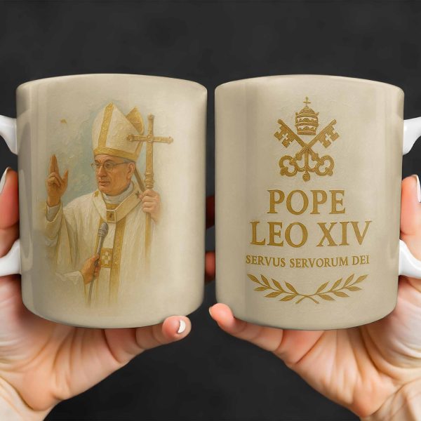 Pope Leo XIV Servus Servorum Dei, Religious Symbols - Personalized Custom Coffee Mug - FTH089_MG Pope Leo XIV Servus Servorum Dei, Religious Symbols - Personalized Custom Coffee Mug - FTH089_MG