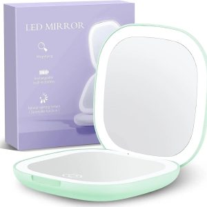 Portable Led Makeup Mirror With 1X/5X Magnification, Usb Rechargeable