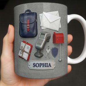 Postal Worker Essentials, Mail Bag And Scanner - Personalized Custom Coffee Mug - JBS125_MG