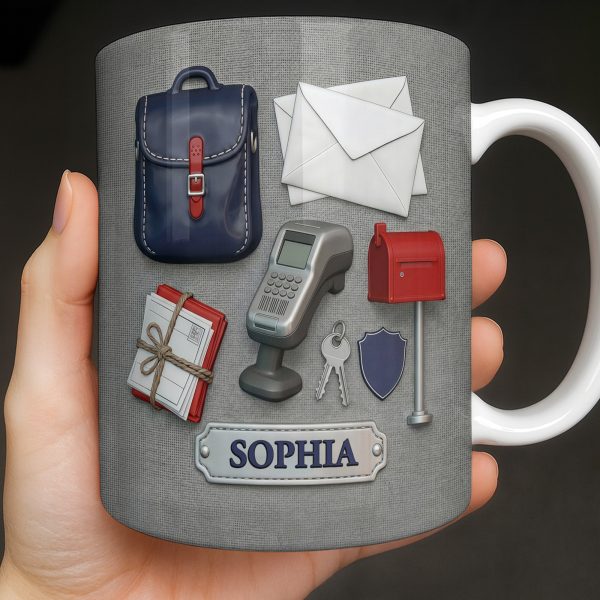 Postal Worker Essentials, Mail Bag And Scanner - Personalized Custom Coffee Mug - JBS125_MG Postal Worker Essentials, Mail Bag And Scanner - Personalized Custom Coffee Mug - JBS125_MG