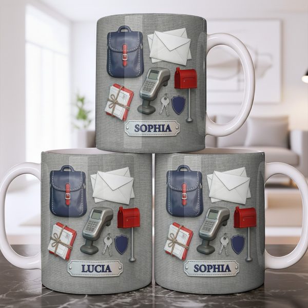 Postal Worker Essentials, Mail Bag And Scanner - Personalized Custom Coffee Mug - JBS125_MG Postal Worker Essentials, Mail Bag And Scanner - Personalized Custom Coffee Mug - JBS125_MG