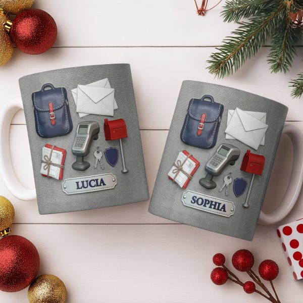 Postal Worker Essentials, Mail Bag And Scanner - Personalized Custom Coffee Mug - JBS125_MG Postal Worker Essentials, Mail Bag And Scanner - Personalized Custom Coffee Mug - JBS125_MG