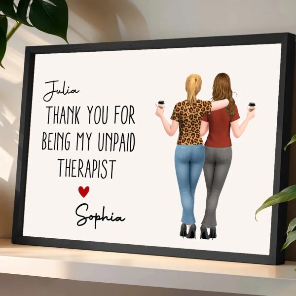 Poster, Hugging Friends Illustration, Customizable Wall Art for Best Friend or Coworker, a unique thank-you gift Poster, Hugging Friends Illustration, Customizable Wall Art for Best Friend or Coworker, a unique thank-you gift