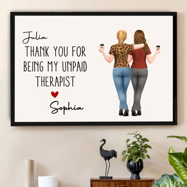 Poster, Hugging Friends Illustration, Customizable Wall Art for Best Friend or Coworker, a unique thank-you gift Poster, Hugging Friends Illustration, Customizable Wall Art for Best Friend or Coworker, a unique thank-you gift