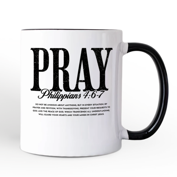Pray Philippians 4:6-7 Christian Personalized Mug, Bible Verse Faith Gift with Custom Name Pray Philippians 4:6-7 Christian Personalized Mug, Bible Verse Faith Gift with Custom Name