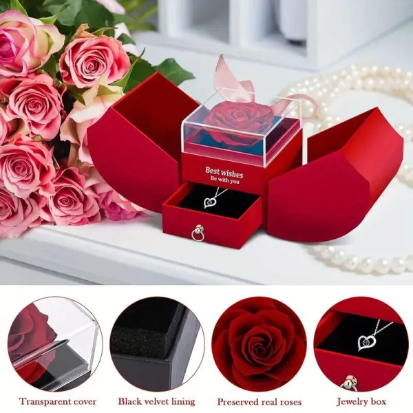 Preserved Rose Box with Necklace Gift Set Preserved Rose Box with Necklace Gift Set