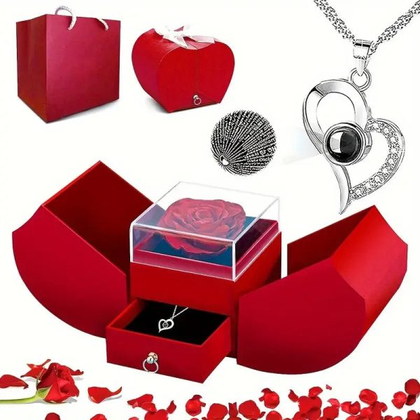 Preserved Rose Box with Necklace Gift Set Preserved Rose Box with Necklace Gift Set