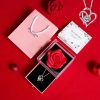 Preserved Rose Gift Box with Heart Necklace for Special Occasions Preserved Rose Gift Box with Heart Necklace for Special Occasions