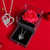 Preserved Rose Gift Box with Heart Necklace for Special Occasions Preserved Rose Gift Box with Heart Necklace for Special Occasions