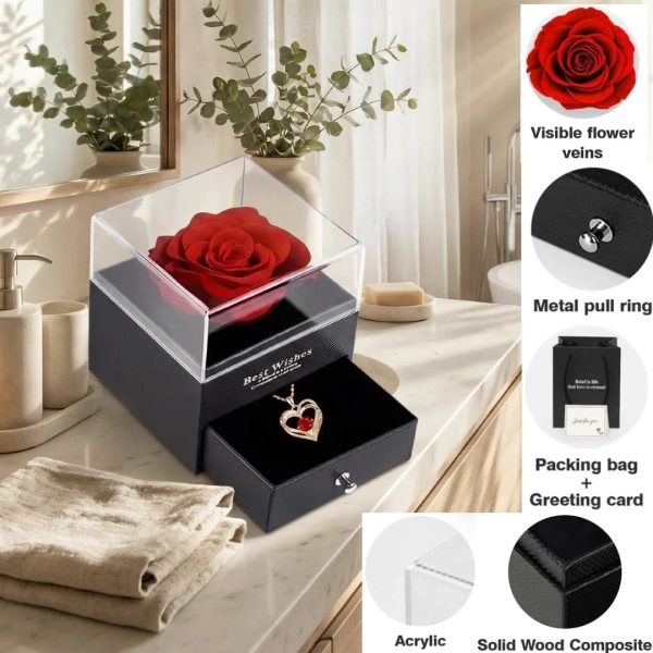 Preserved Rose with I Love You Necklace Gift Set Preserved Rose with I Love You Necklace Gift Set