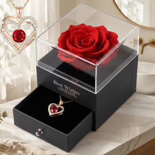 Preserved Rose with I Love You Necklace Gift Set Preserved Rose with I Love You Necklace Gift Set