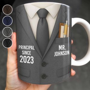 Principal Since Suit And Tie Design - Personalized Custom Coffee Mug - TEACH052_MG
