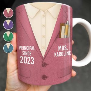 Principal Since [Year] Shirt And Tie Design - Personalized Custom Coffee Mug - TEACH053_MG