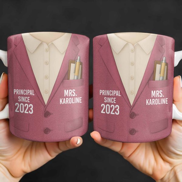 Principal Since [Year] Shirt And Tie Design - Personalized Custom Coffee Mug - TEACH053_MG