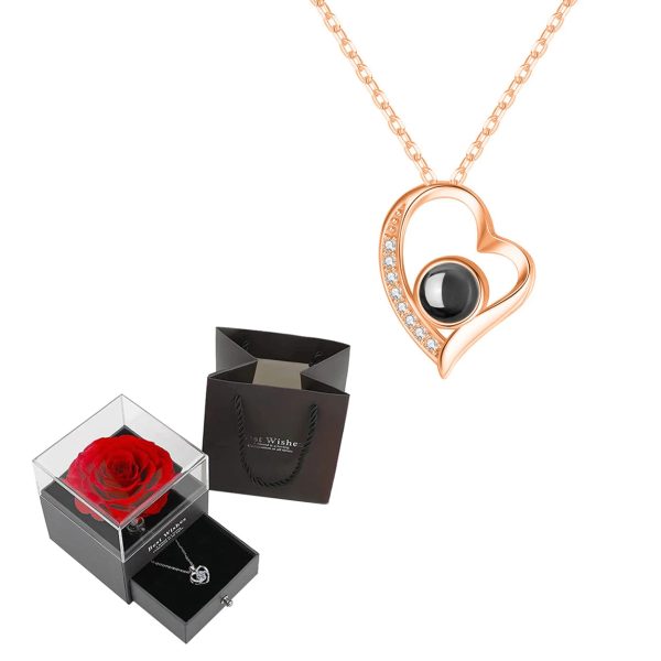 Projection Necklace Set With Rose Gift Box Projection Necklace Set With Rose Gift Box