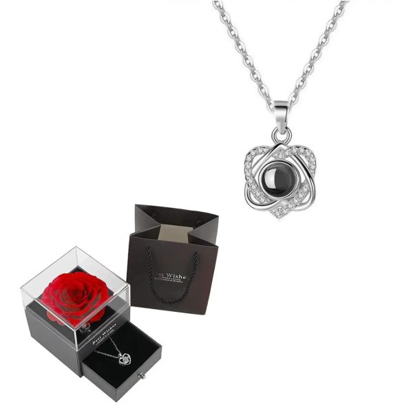 Projection Necklace Set With Rose Gift Box Projection Necklace Set With Rose Gift Box