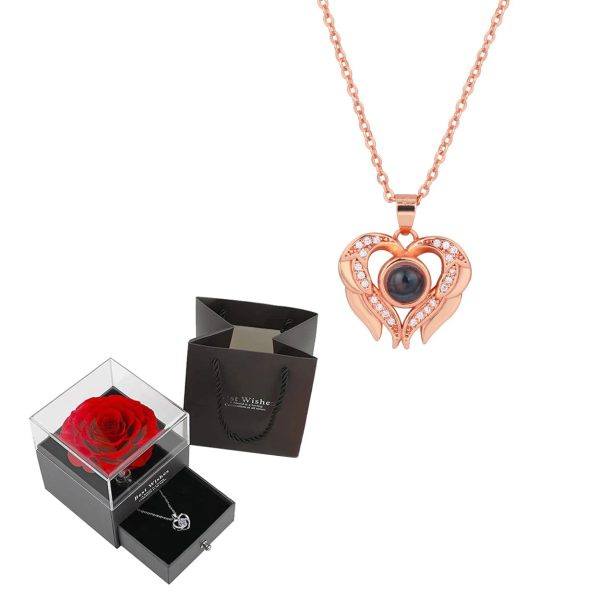 Projection Necklace Set With Rose Gift Box Projection Necklace Set With Rose Gift Box