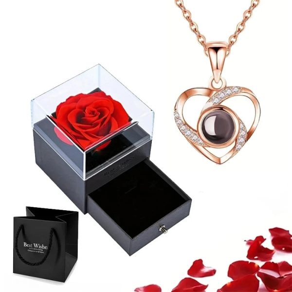 Projection Necklace Set With Rose Gift Box Projection Necklace Set With Rose Gift Box