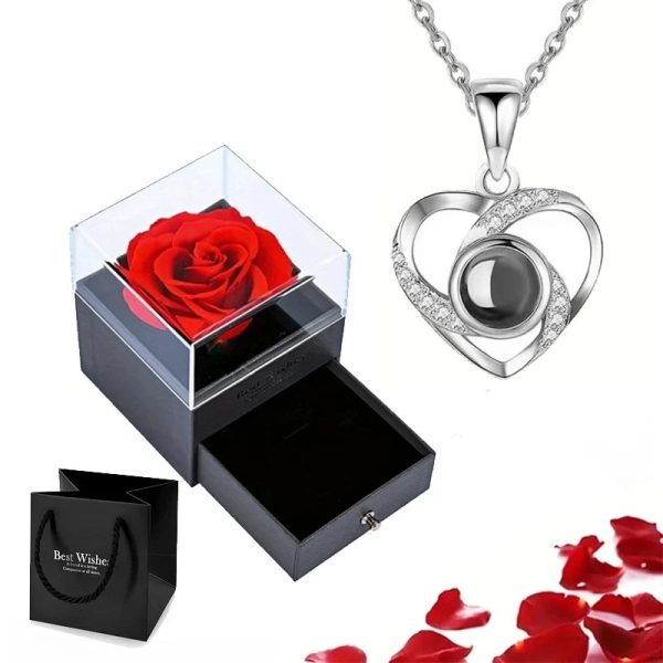Projection Necklace Set With Rose Gift Box Projection Necklace Set With Rose Gift Box