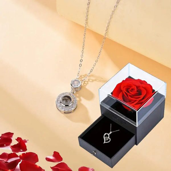 Projection Necklace Set With Rose Gift Box Projection Necklace Set With Rose Gift Box