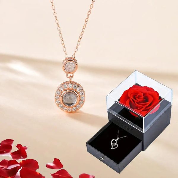 Projection Necklace Set With Rose Gift Box Projection Necklace Set With Rose Gift Box