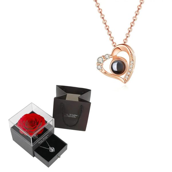Projection Necklace Set With Rose Gift Box Projection Necklace Set With Rose Gift Box