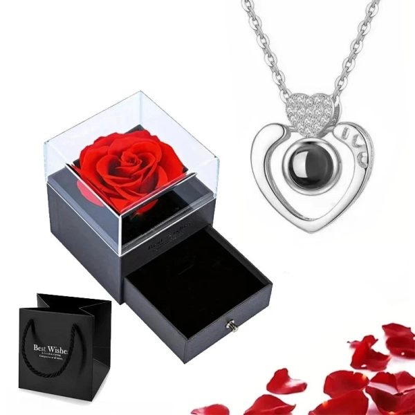 Projection Necklace Set With Rose Gift Box Projection Necklace Set With Rose Gift Box