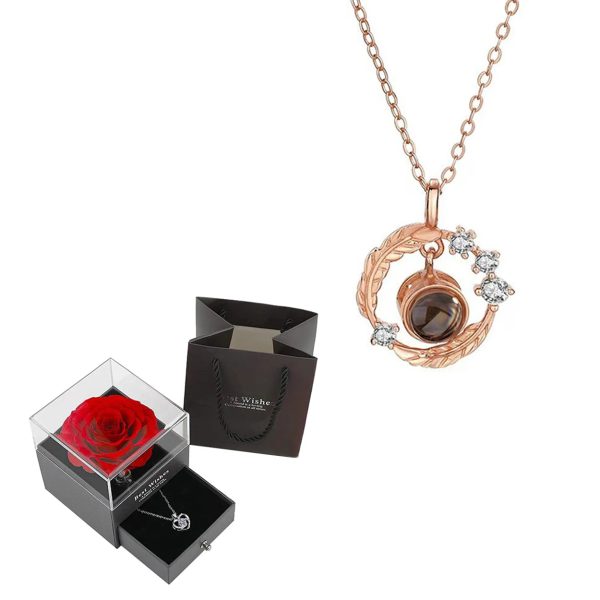 Projection Necklace Set With Rose Gift Box Projection Necklace Set With Rose Gift Box